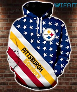 Dynamic American Flag Pattern - Steelers Sideline 3D All Over Print Hoodie with Patriotic Design
