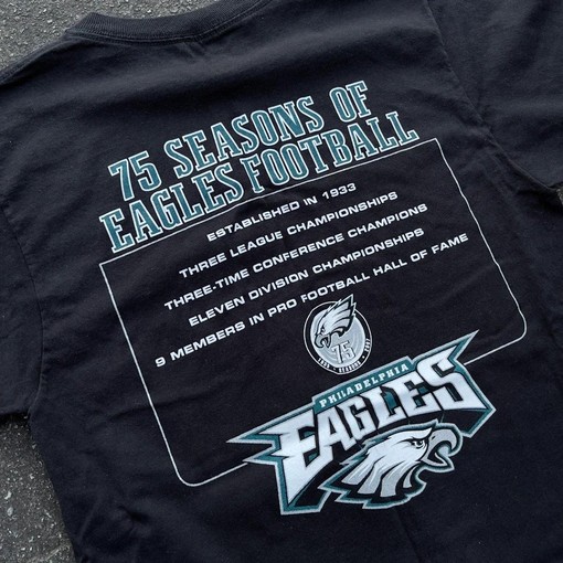 Eagles Football 75 Seasons Vintage Style Hoodie Sweatshirt - Reebok 2007 - Image 2