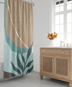 Earth Tone Scandinavian Abstract Shower Curtain - Minimalist Design for Contemporary Bath Decor