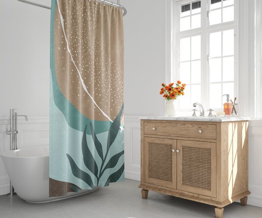 Earth Tone Scandinavian Abstract Shower Curtain - Minimalist Design for Contemporary Bath Decor