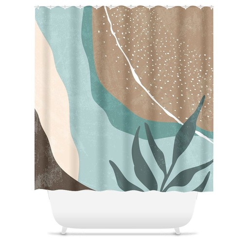 Earth Tone Scandinavian Abstract Shower Curtain - Minimalist Design for Contemporary Bath Decor - Image 2