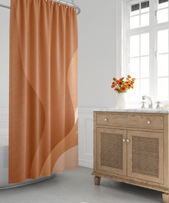 Earth Tone Scandinavian Abstract Shower Curtain - Minimalist Design for Contemporary Bathroom Decor