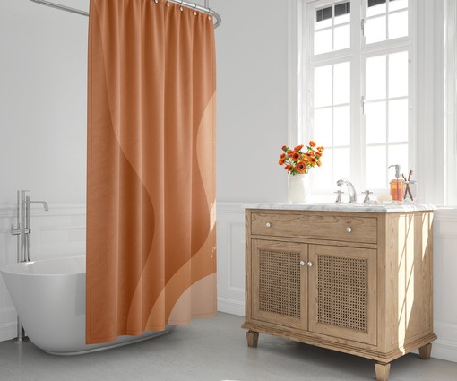 Earth Tone Scandinavian Abstract Shower Curtain - Minimalist Design for Contemporary Bathroom Decor