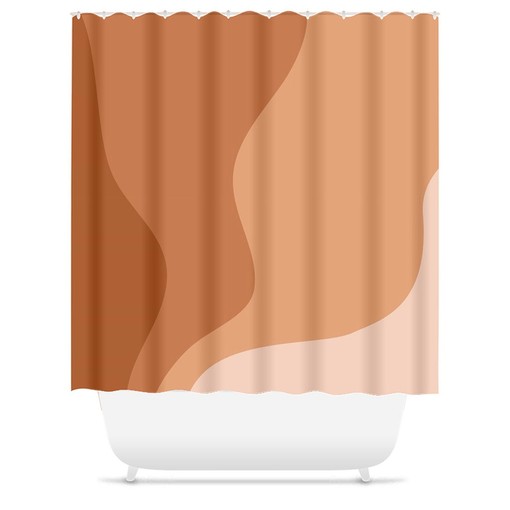 Earth Tone Scandinavian Abstract Shower Curtain - Minimalist Design for Contemporary Bathroom Decor - Image 2