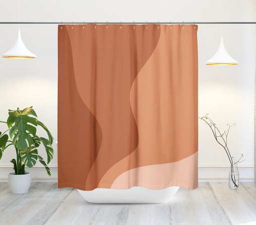 Earth Tone Scandinavian Abstract Shower Curtain - Minimalist Design for Contemporary Bathroom Decor - Image 3
