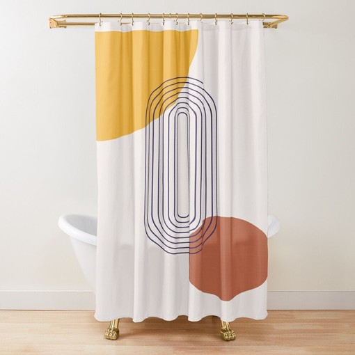 Earth-Tones Minimalist Shower Curtain in Abstract Art Design with Eco-Friendly, Waterproof and Durable Material - Image 2