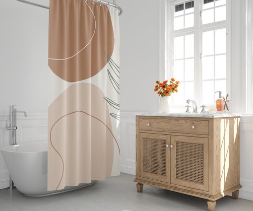 Earthy Abstract Botanical Shower Curtain, Modern Bathroom Design, New Home Gift - Image 3