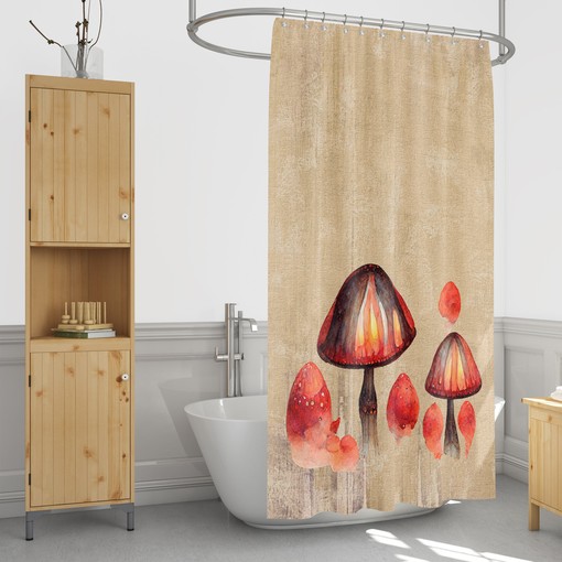 Earthy Nature Mushroom Shower Curtain Set - Add a Touch of Nature to Your Bathroom Decor - Image 2