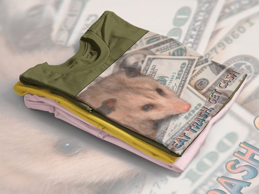 Eat Trash Get Cash in Your Own Possom Shirt - Sad Opossums Meme for Opossum Lovers with Trash Eating Possum Tee - Image 4