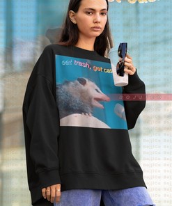 Eat Trash Get Cash in a Possum Sweater - Vintage and Classic Movie Shirts with Opossum and Raccoon Tanuki Memes