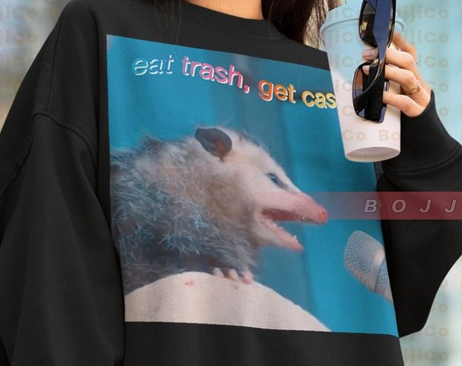 Eat Trash Get Cash in a Possum Sweater - Vintage and Classic Movie Shirts with Opossum and Raccoon Tanuki Memes - Image 4