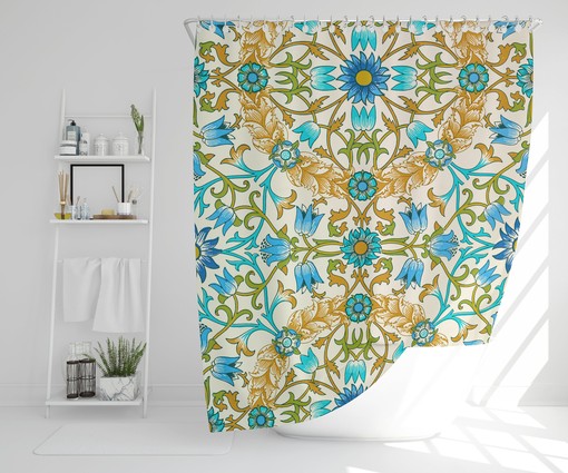 Eclectic Mandala Shower Curtain with Psychedelic Designs, Art Gift for Bathroom, Boho Style
