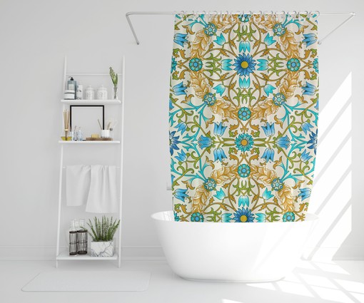 Eclectic Mandala Shower Curtain with Psychedelic Designs, Art Gift for Bathroom, Boho Style - Image 2