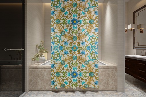 Eclectic Mandala Shower Curtain with Psychedelic Designs, Art Gift for Bathroom, Boho Style - Image 4