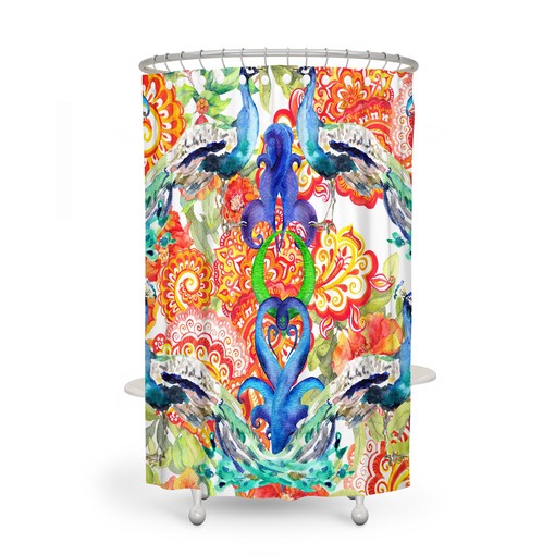 Eclectic Peacock Feather Shower Curtain Set - Elegant Bath Decor with Beautiful Touches - Image 2