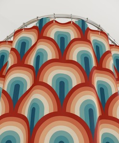 Eclectic Scallop Mid Century Modern Shower Curtain: Perfect for Your Retro Bath Decor