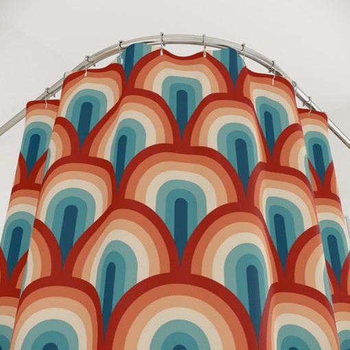 Eclectic Scallop Mid Century Modern Shower Curtain: Perfect for Your Retro Bath Decor