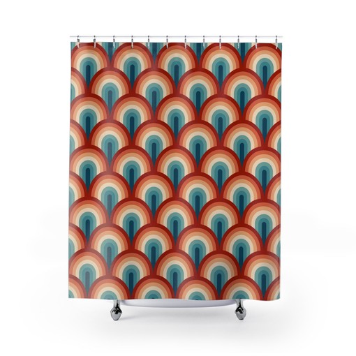 Eclectic Scallop Mid Century Modern Shower Curtain: Perfect for Your Retro Bath Decor - Image 2