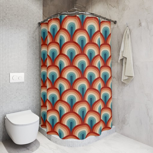 Eclectic Scallop Mid Century Modern Shower Curtain: Perfect for Your Retro Bath Decor - Image 3