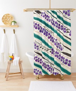 Eco-Friendly Art Nouveau Boho Shower Curtain - Polyester Material and Water-Resistant