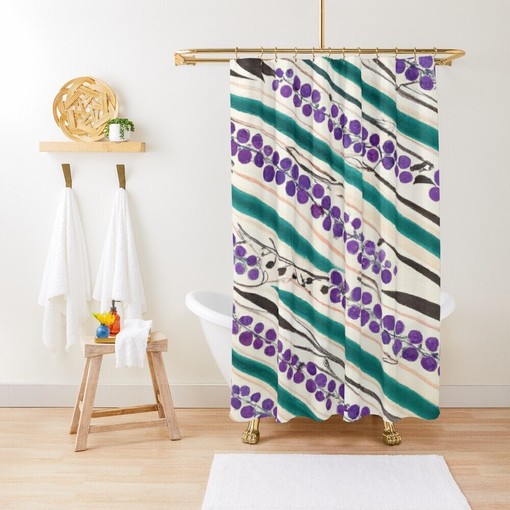Eco-Friendly Art Nouveau Boho Shower Curtain - Polyester Material and Water-Resistant