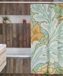 Eco-Friendly Art Nouveau Floral Patterns Shower Curtain with High-Quality Material and Hooks