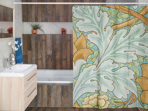 Eco-Friendly Art Nouveau Floral Patterns Shower Curtain with High-Quality Material and Hooks