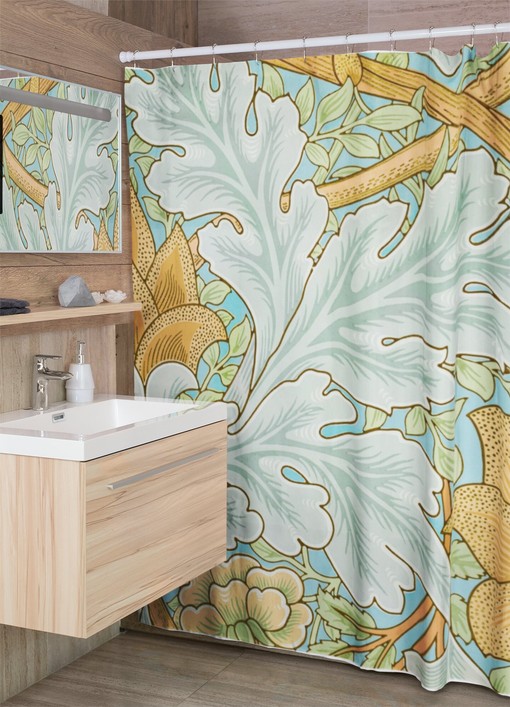 Eco-Friendly Art Nouveau Floral Patterns Shower Curtain with High-Quality Material and Hooks - Image 2