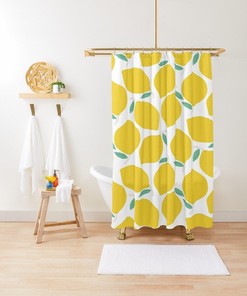 Eco-Friendly Disney Boho Lemon Shower Curtain - Fruits-themed and Waterproof Design with Hooks Included