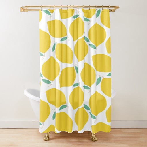 Eco-Friendly Disney Boho Lemon Shower Curtain - Fruits-themed and Waterproof Design with Hooks Included - Image 2