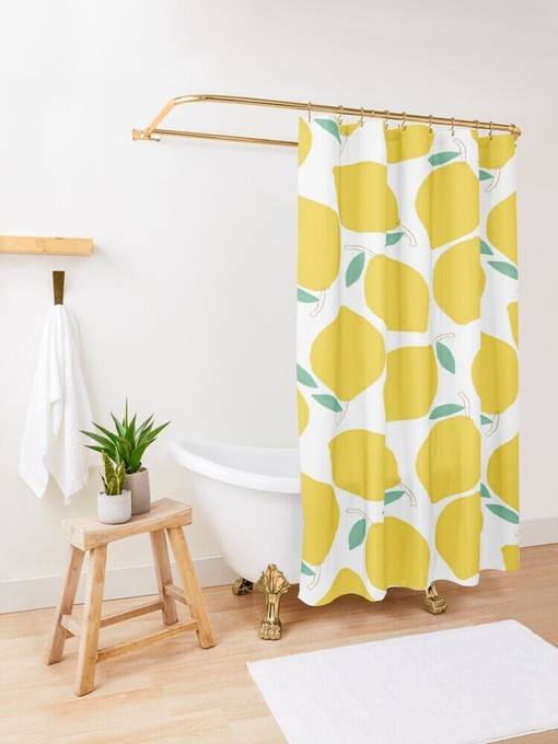 Eco-Friendly Disney Boho Lemon Shower Curtain - Fruits-themed and Waterproof Design with Hooks Included - Image 3