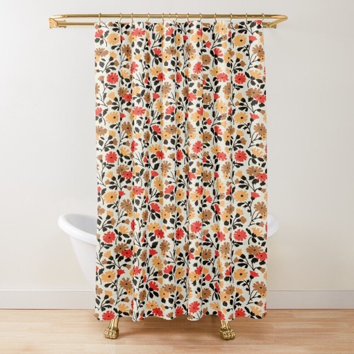 Eco-Friendly Disney Colorful Floral Shower Curtain - Flowers, Boho Decoration and Waterproof with Hooks Included - Image 3