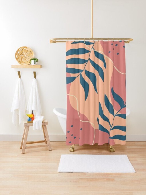 Eco-Friendly Disney Floral Boho Shower Curtain - Chic Floral Bathroom Decor with Hooks Included - Image 4