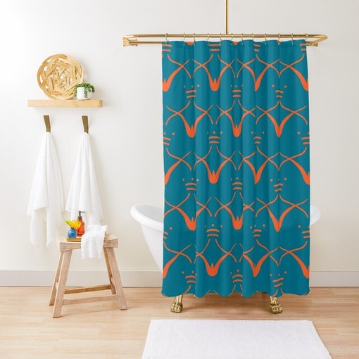 Eco-Friendly Minimalist Shower Curtain with Abstract Art Design in Trendy Earth Tones