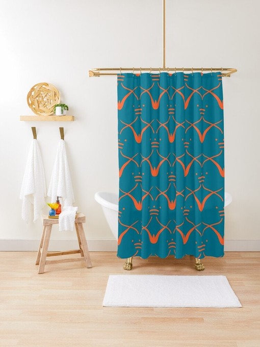 Eco-Friendly Minimalist Shower Curtain with Abstract Art Design in Trendy Earth Tones - Image 2