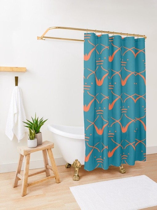 Eco-Friendly Minimalist Shower Curtain with Abstract Art Design in Trendy Earth Tones - Image 4
