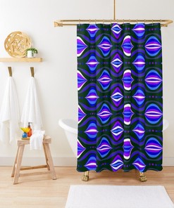 Eco-Friendly Purple Shapes Shower Curtain for Retro Vibes