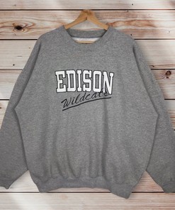 Edison Wildcats High School Football Club Vintage Style Crewneck Sweatshirt Sweater Pullover Reprint