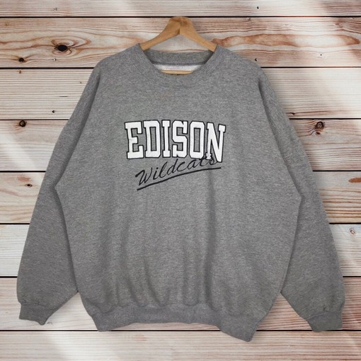 Edison Wildcats High School Football Club Vintage Style Crewneck Sweatshirt Sweater Pullover Reprint