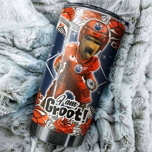 Edmonton Oilers NHL Tumbler I Am Groot Design Tumbler for Dedicated NHL Fans
