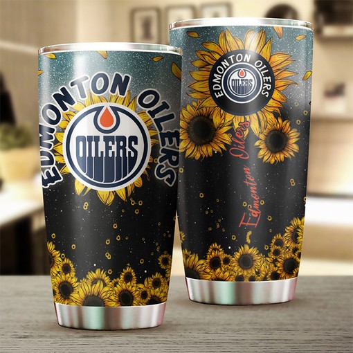 Edmonton Oilers NHL Tumbler - Let Sunflowers Brighten Your Day