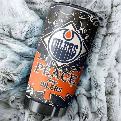 Edmonton Oilers NHL Tumbler NHL Fans' Peace Love Design Tumbler, Ideal for Any Occasion with Tumbler Ideas