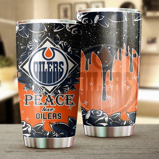 Edmonton Oilers NHL Tumbler NHL Fans' Peace Love Design Tumbler, Ideal for Any Occasion with Tumbler Ideas - Image 2