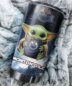 Edmonton Oilers NHL Tumbler with Baby Yoda Design - Custom Drinkware for Fans