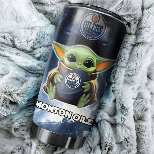 Edmonton Oilers NHL Tumbler with Baby Yoda Design - Custom Drinkware for Fans