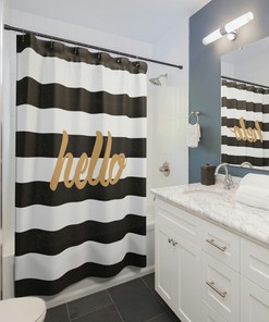 Elegant Black & Gold Striped Shower Curtain - Add a Touch of Luxury