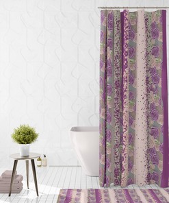 Elegant Boho Rose Shower Curtain Set with Optional Mat and Towels