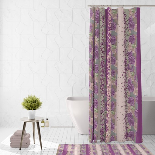 Elegant Boho Rose Shower Curtain Set with Optional Mat and Towels