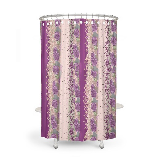 Elegant Boho Rose Shower Curtain Set with Optional Mat and Towels - Image 3