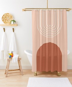 Elegant Minimalist Decor Abstract Shower Curtain with Eco-Friendly and Waterproof Material and hooks included